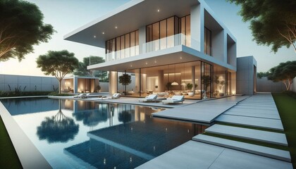 Obraz premium Modern house with pool
