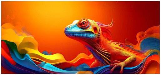Eidechse im Farbexplosion Wandkunst Design