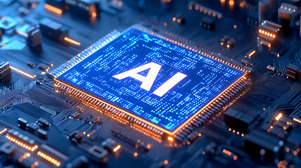 Fototapeta premium High-Tech AI Circuit Board and Microchip Design