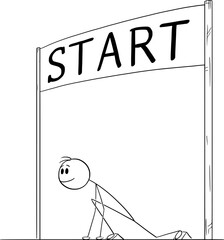 Person on the start , vector cartoon stick figure or character illustration.