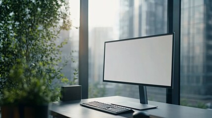 Fototapeta premium Modern Desktop Computer Setup Near Window