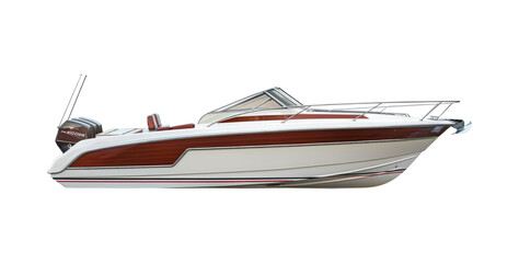Side view of motor boat. Isolated over white background. With clipping path.