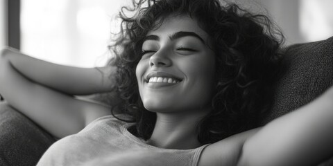 Naklejka premium Casual Chic: A Moment of Serenity in a Modern Living Space