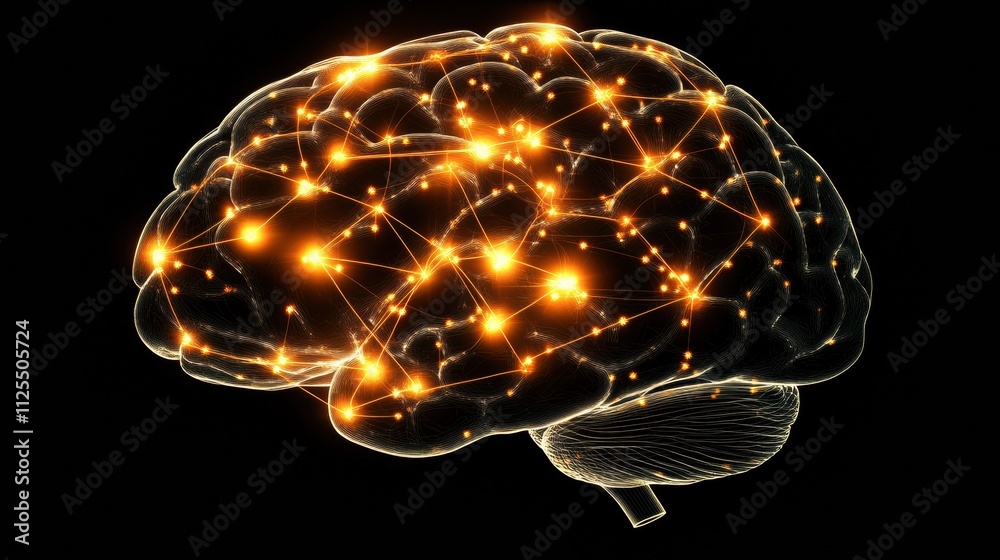 Fototapete this abstract design features a human brain illuminated by vibrant neural networks and synapses, all