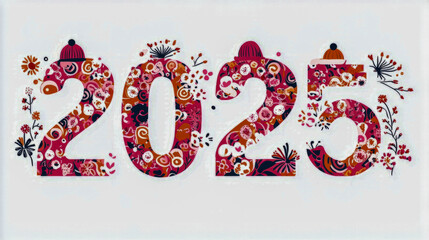 Colorful floral patterned 2025 with playful illustrations and seasonal motifs