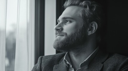 Contemplative Man on a Rainy Day