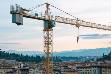 A large crane stands over a cityscape during construction or renovation work