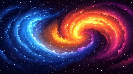 Vibrant Abstract Background with Ripples and Constellations