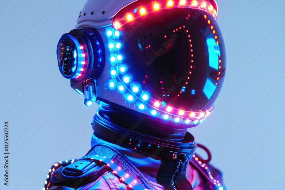 Aufkleber a close-up view of a person wearing a space suit, great for sci-fi and space-related concepts