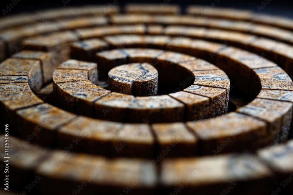 Poster close-up view of intricate wooden maze design
