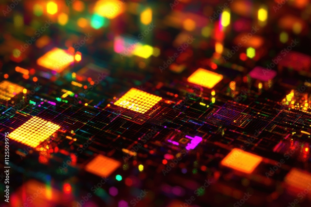 Poster A high-quality image of a computer chip on a table, great for tech-related uses