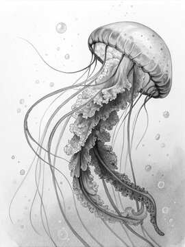 Ilustraci&oacute;n medusa en lapiz