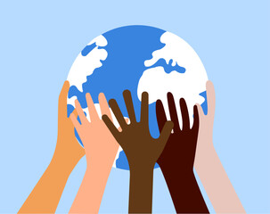 Diverse community all over save and protect the world illustration