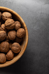 Close-up detail of walnuts picked from the walnut tree
