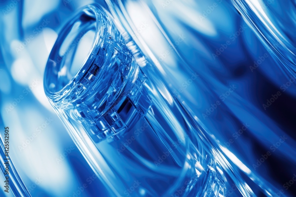 Poster a close-up view of a bottle of water with label and cap
