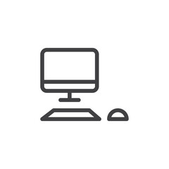 Desktop computer icon Vector logo outline