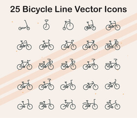 Outline icons depicting bicycles and cycling items