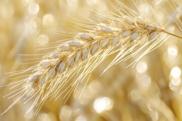 A detailed view of a single wheat stalk, perfect for agriculture or food-related concepts