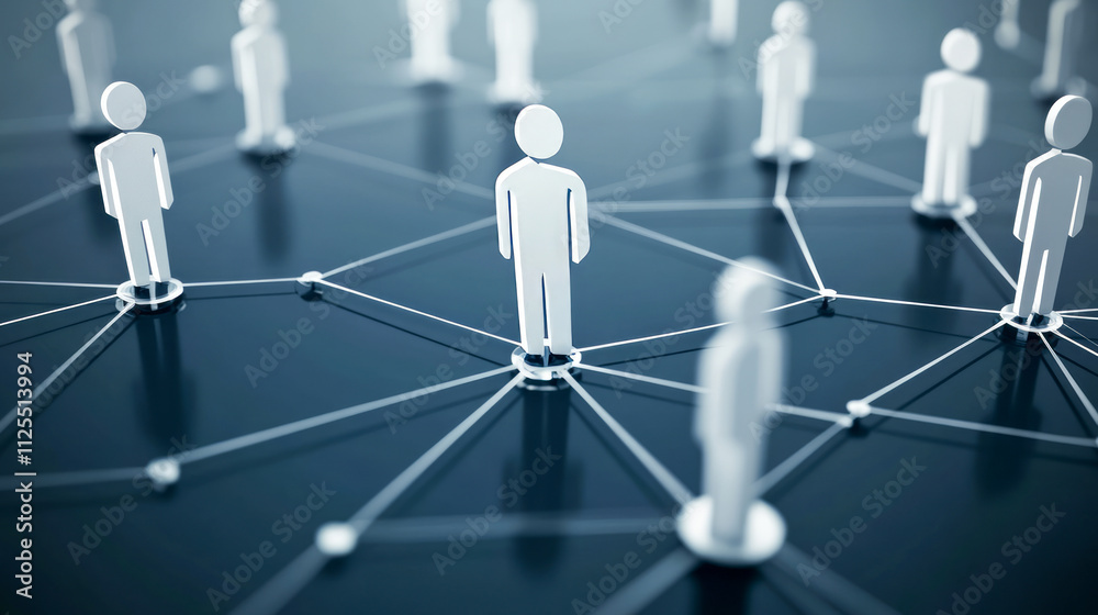 Wall mural abstract network of interconnected figures symbolizing communication and connectivity