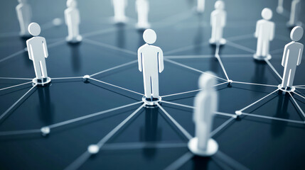 Abstract network of interconnected figures symbolizing communication and connectivity