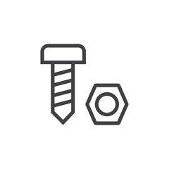 Nut and bolt icon Vector logo outline