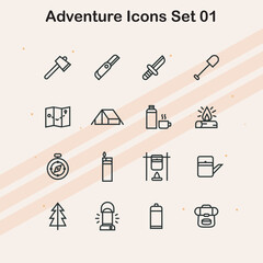 Icons showcasing adventure and outdoor themes