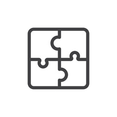 Puzzle icon Vector logo outline