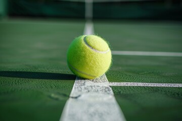 Primer plano pelota de tenis, pelota de tenis en perspectiva