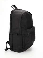 Naklejka premium black study backpack on a white background