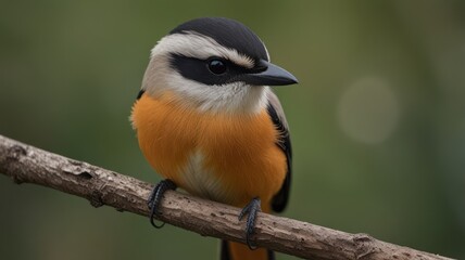 Fototapeta premium Orange-breasted bird perched on a branch.