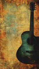 Naklejka premium Vintage Acoustic Guitar Art Print