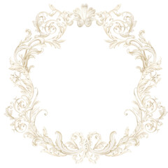 Elegant Watercolor Frames, Baroque Victorian Borders, Hand-Painted Ornamental Beige Designs