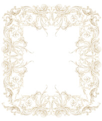 Elegant Watercolor Frames, Baroque Victorian Borders, Hand-Painted Ornamental Beige Designs