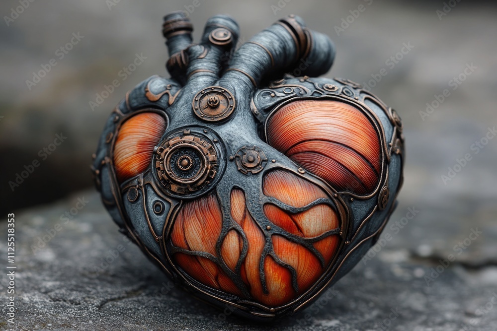 Poster a heart-shaped object sits atop a rock in a natural setting