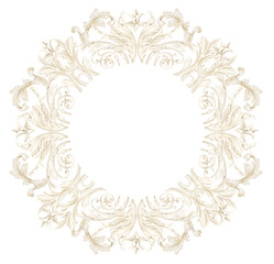 Elegant Watercolor Frames, Baroque Victorian Borders, Hand-Painted Ornamental Beige Designs