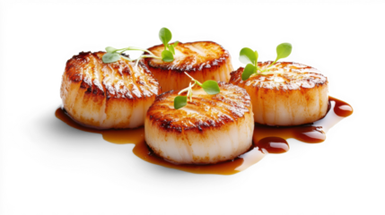 Seared Scallops on Transparent Background
