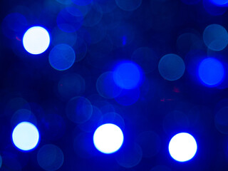 Abstract circular bokeh background of Christmaslight. Blue tone.