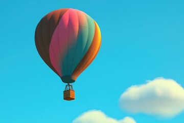 Obraz premium A colorful hot air balloon soaring through a clear blue sky, ideal for travel and adventure concepts