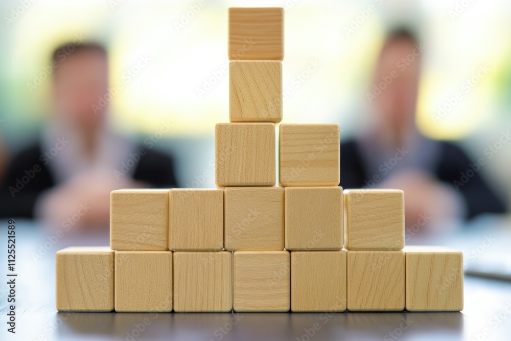 Poster stack of wooden blocks sitting on a table, ideal for education and learning environments