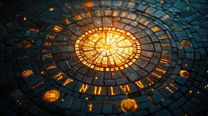 A colorful mosaic with Roman numerals, ideal for use in designs and illustrations related to ancient history, architecture, or classical themes