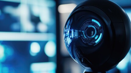 A detailed view of a camera mounted on a tripod, ready for use