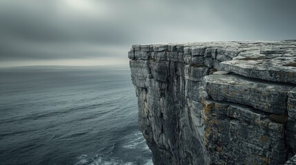 A person standing on top of a cliff overlooking the ocean, with a stunning view