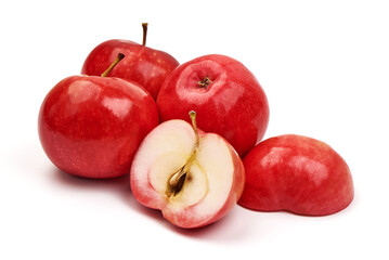 Red prince apples, isolated on white background.