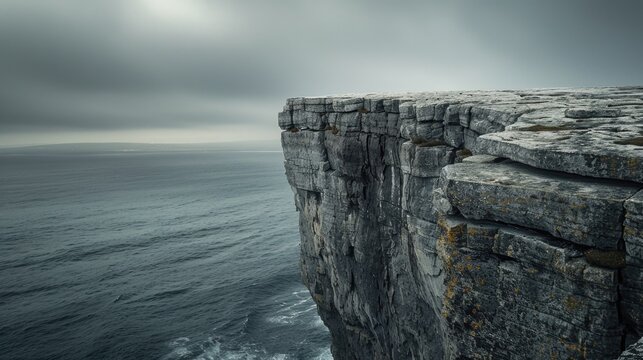 A person standing on top of a cliff overlooking the ocean, with a stunning view