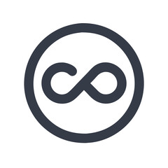 An infinite symbol elegantly displayed on a clean white background, representing eternity and continuity.