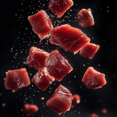 Fresh Raw Tuna Chunks in Hyper-Realistic Detail