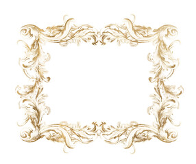 Ornamental luxury golden frame PNG, Baroque Victorian Border, Elegant Invitation Design