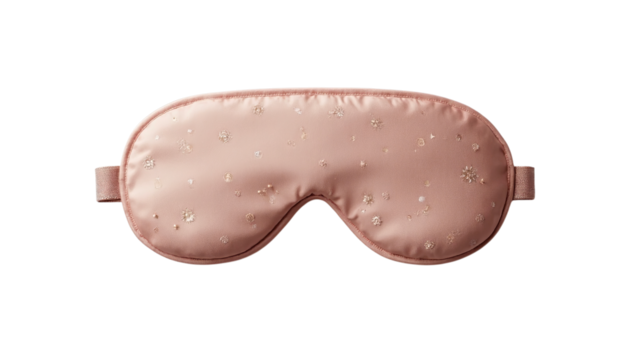 PNG of Elegant pink sleep mask adorned with delicate floral patterns, perfect for a restful night on transparent background
