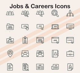 Icons representing job roles  career paths  and employment-related items  ideal for professional projects.