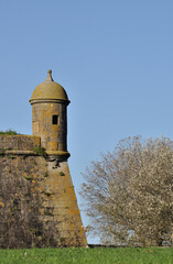 Fototapeta premium Tower of the castle of Santiago da Barra, located in the city of Viana do Castelo in the north of Portugal, medieval structure